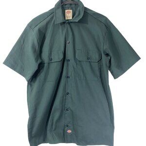 Dickies Men Work Shirt Small Short Sleeve Button Up Pockets Casual Classic Green